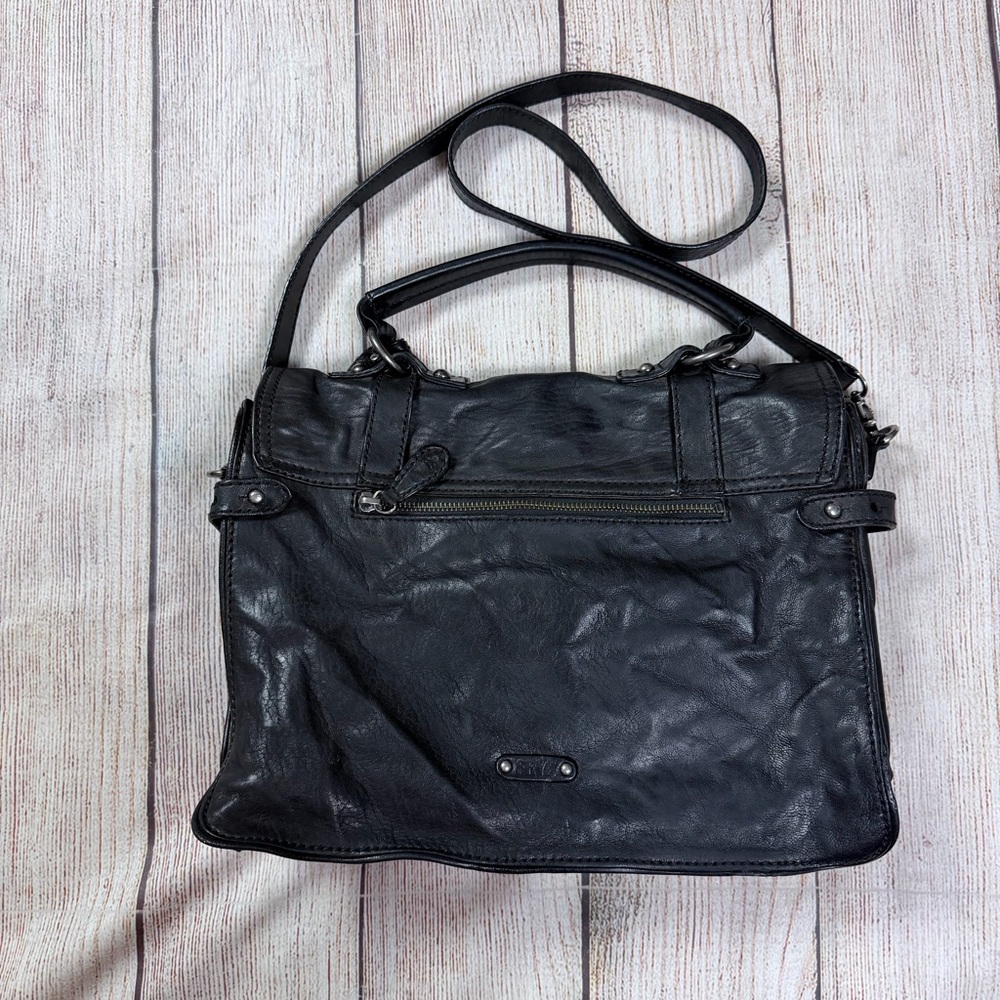 Frye Large Cameron Black Leather Satchel - Picture 3 of 9